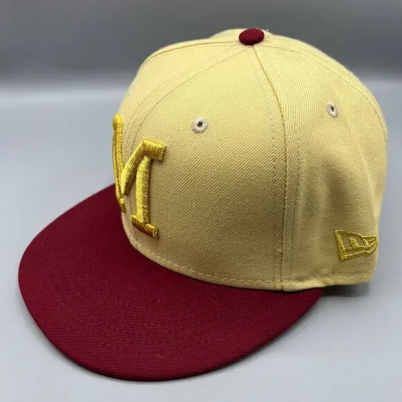 Milwaukee‎ Brewers Hat Men 7 1/2 Beige Red 59Fifty New Era Fitted Cap